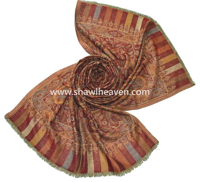 Cashmere stoles in traditional kashmiri designs